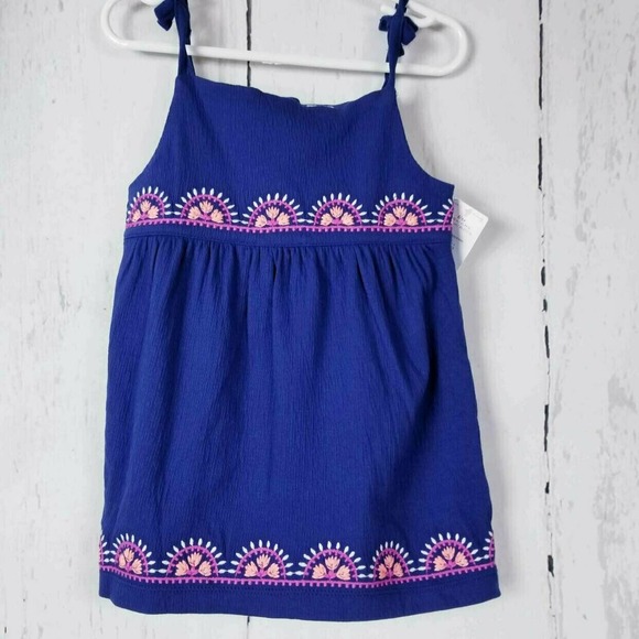 Carters Girls Top Bundle Size 4-5 Sleeveless Tank Embroidered White Blue Pink - Picture 2 of 5